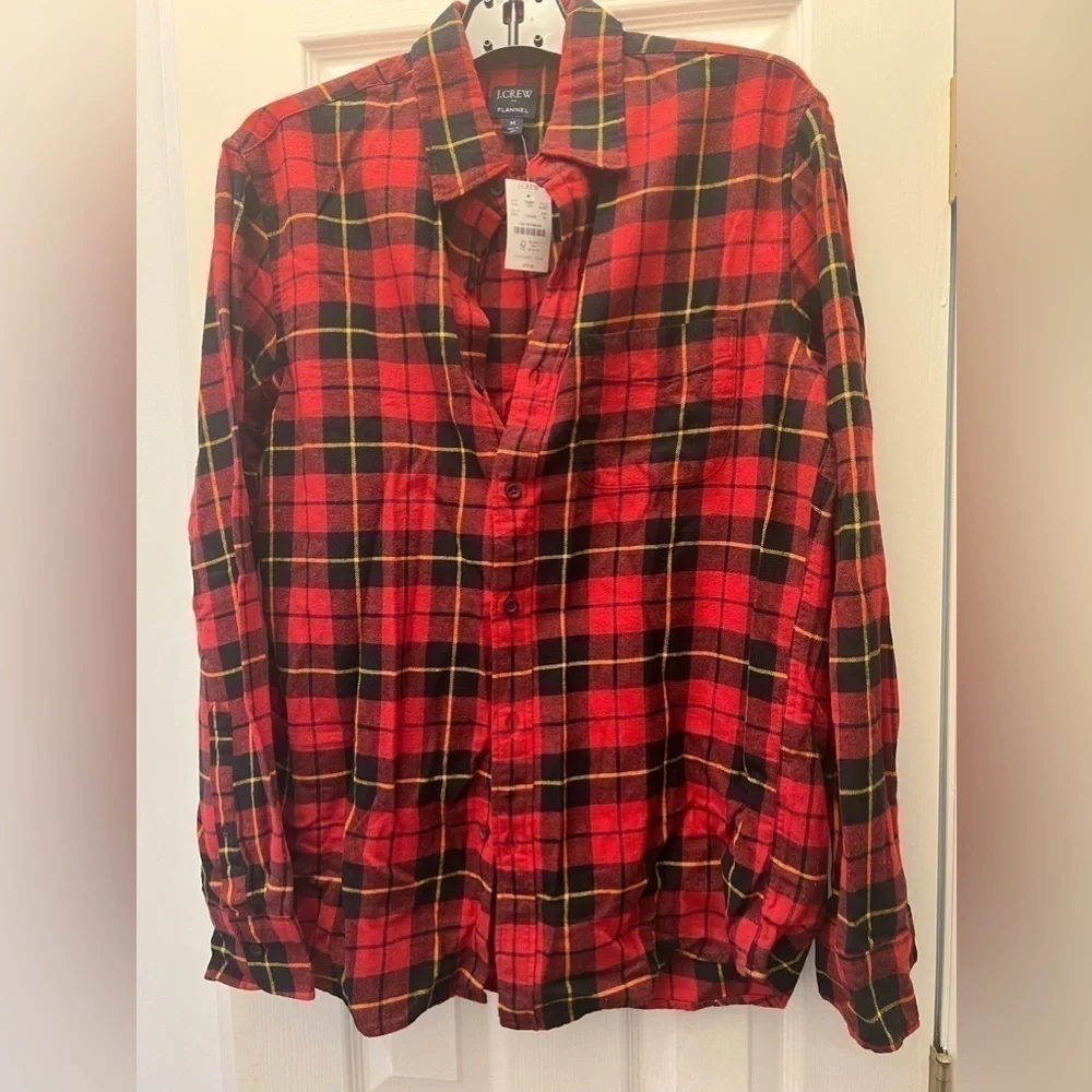 J. CREW NWT Re-imagined 100% cotton plaid flannel button down shirt size medium